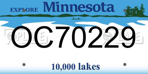 OC70229 Minnesota License Plate