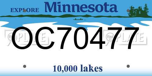 OC70477 Minnesota License Plate