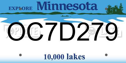 OC7D279 Minnesota License Plate
