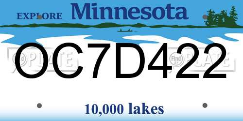 OC7D422 Minnesota License Plate