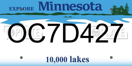OC7D427 Minnesota License Plate