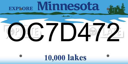 OC7D472 Minnesota License Plate