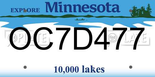 OC7D477 Minnesota License Plate