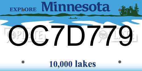 OC7D779 Minnesota License Plate