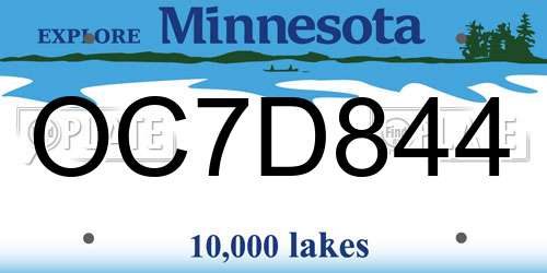 OC7D844 Minnesota License Plate