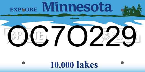 OC7O229 Minnesota License Plate