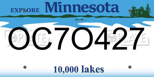 OC7O427 Minnesota License Plate