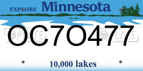 OC7O477 Minnesota License Plate