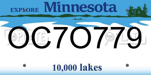 OC7O779 Minnesota License Plate