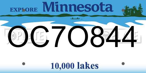 OC7O844 Minnesota License Plate