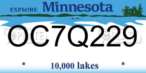 OC7Q229 Minnesota License Plate