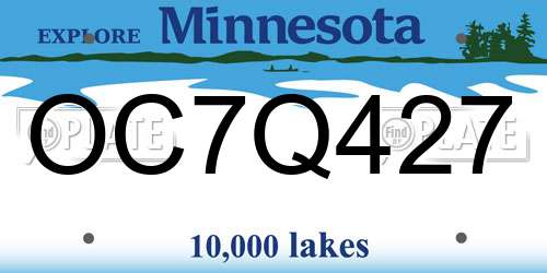 OC7Q427 Minnesota License Plate