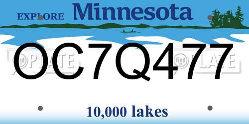 OC7Q477 Minnesota License Plate