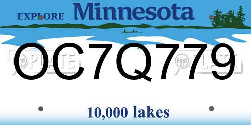 OC7Q779 Minnesota License Plate