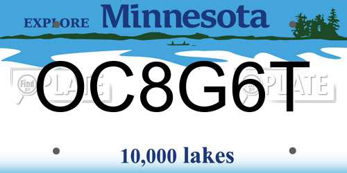 OC8G6T Minnesota License Plate
