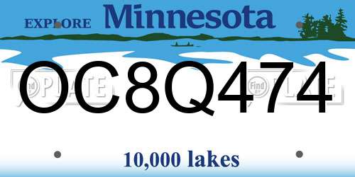 OC8Q474 Minnesota License Plate