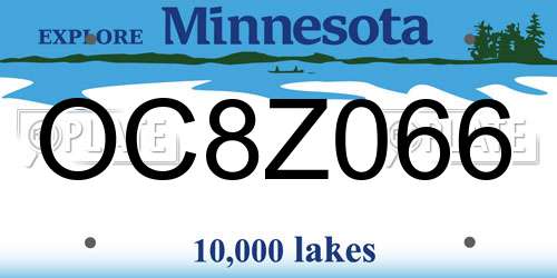 OC8Z066 Minnesota License Plate