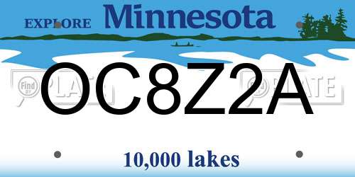 OC8Z2A Minnesota License Plate