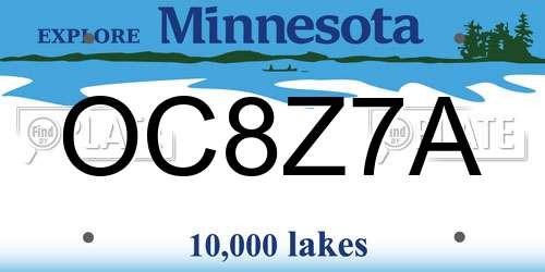OC8Z7A Minnesota License Plate