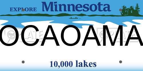 OCAOAMA Minnesota License Plate