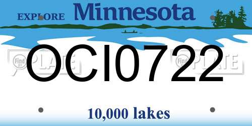 OCI0722 Minnesota License Plate