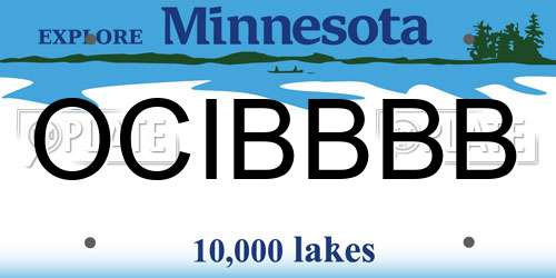 OCIBBBB Minnesota License Plate