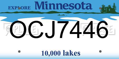 OCJ7446 Minnesota License Plate