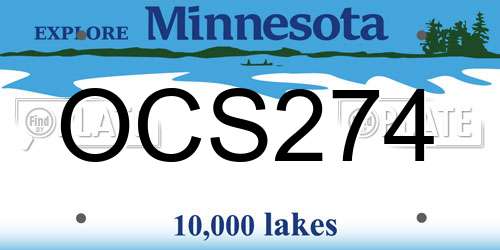 OCS274 Minnesota License Plate