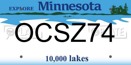 OCSZ74 Minnesota License Plate