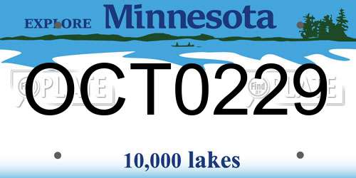 OCT0229 Minnesota License Plate