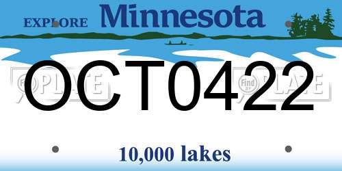 OCT0422 Minnesota License Plate