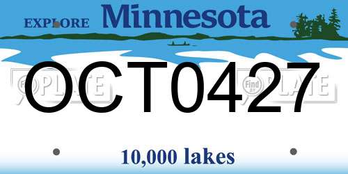 OCT0427 Minnesota License Plate