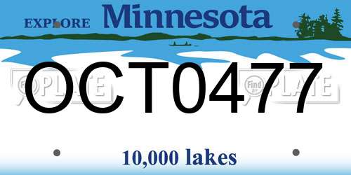 OCT0477 Minnesota License Plate