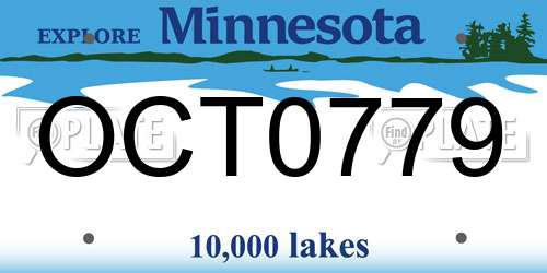 OCT0779 Minnesota License Plate