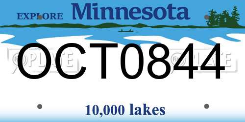 OCT0844 Minnesota License Plate