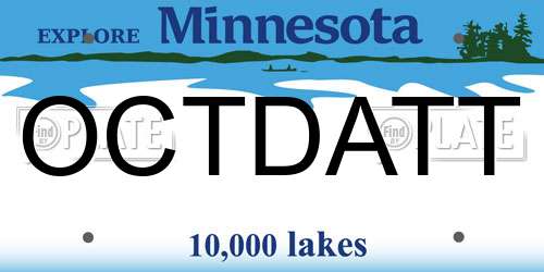OCTDATT Minnesota License Plate