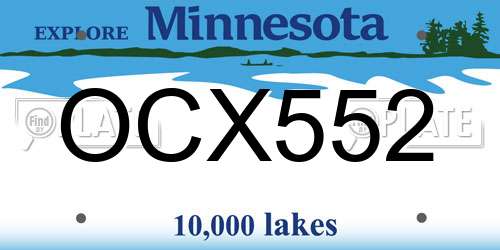 OCX552 Minnesota License Plate