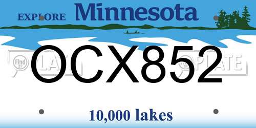 OCX852 Minnesota License Plate