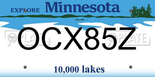 OCX85Z Minnesota License Plate