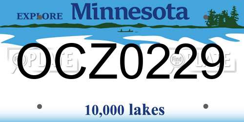 OCZ0229 Minnesota License Plate