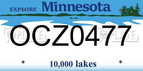 OCZ0477 Minnesota License Plate