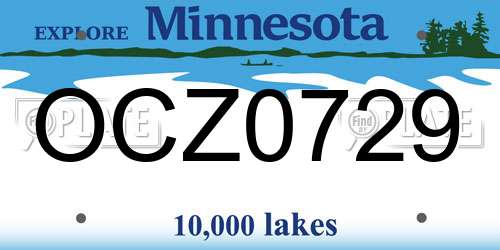 OCZ0729 Minnesota License Plate