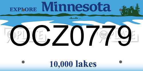 OCZ0779 Minnesota License Plate