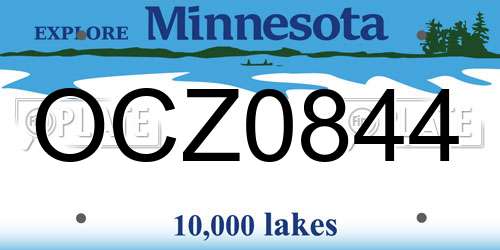 OCZ0844 Minnesota License Plate