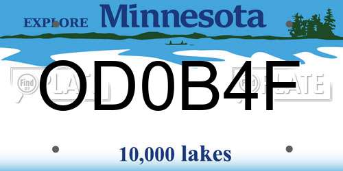 OD0B4F Minnesota License Plate
