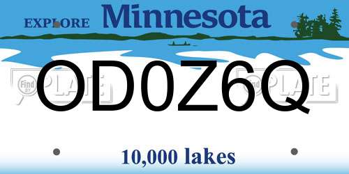 OD0Z6Q Minnesota License Plate