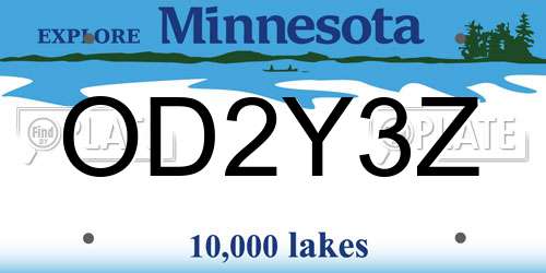 OD2Y3Z Minnesota License Plate