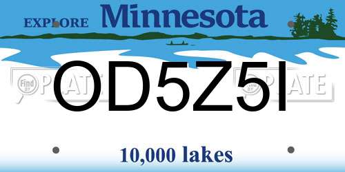 OD5Z5I Minnesota License Plate