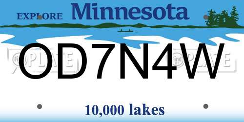 OD7N4W Minnesota License Plate