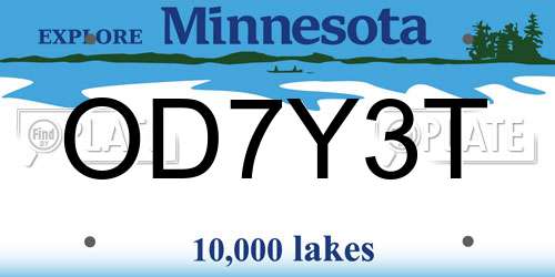 OD7Y3T Minnesota License Plate